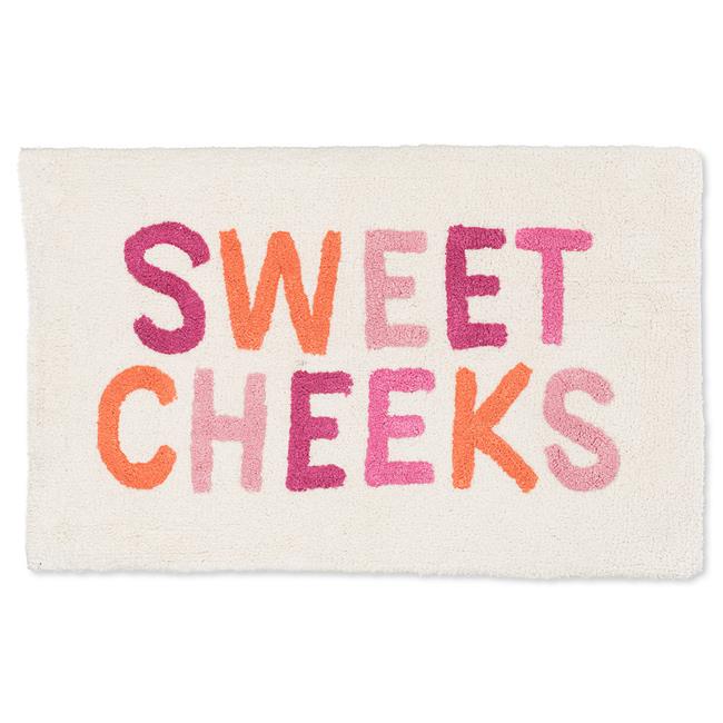 Mr. MJs AB31CHEEKY421 20 x 32 in. Sweet Cheeks Tufted Bathmat, Ivory & Pink Cotton