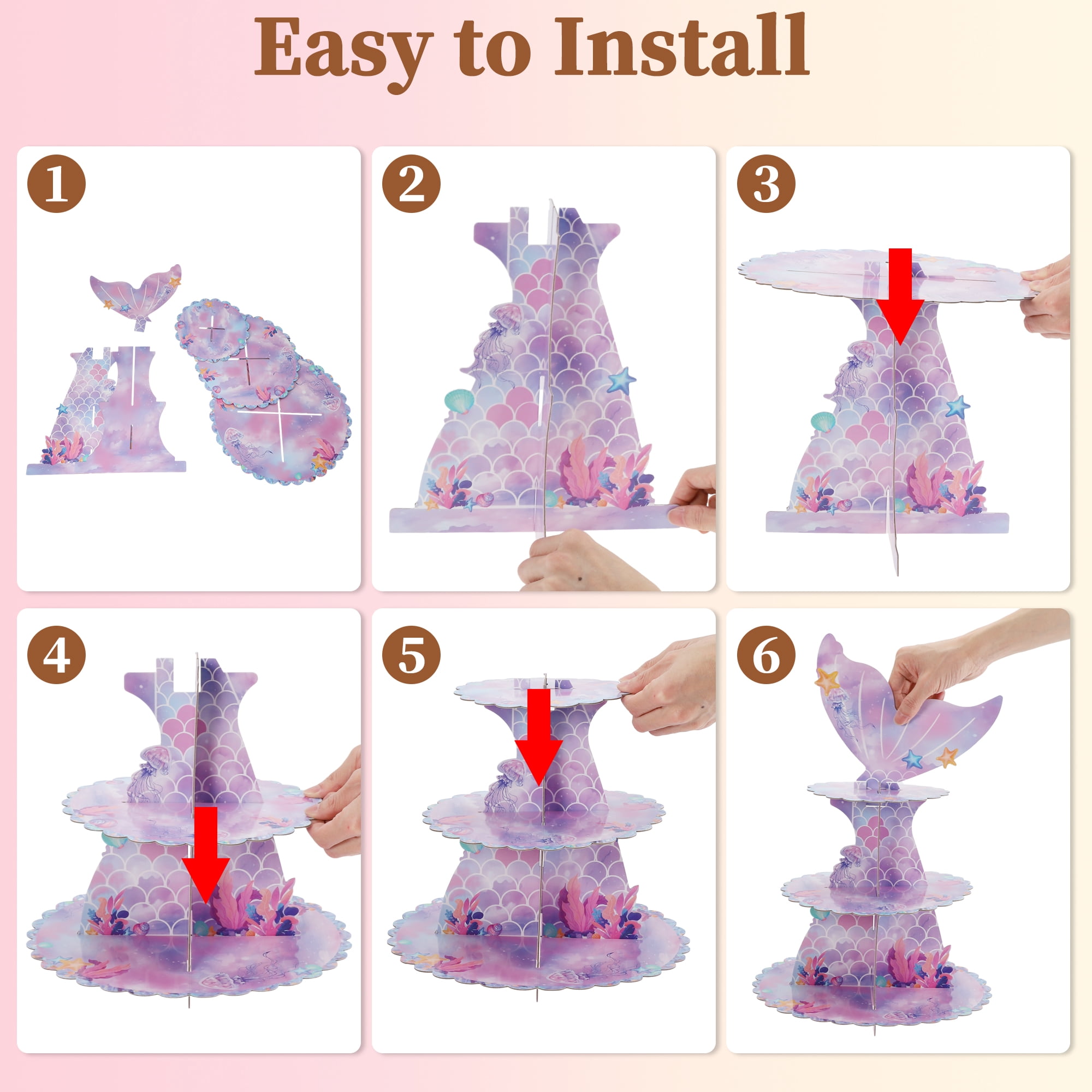Unique Bargains 3-Tier Cupcake Stand Tower for Birthday Wedding Party Decoration
