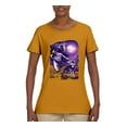 thumbnail image 2 of Fantasy Wolf Howling at The Full Moon Animal Lover Womens Graphic T-Shirt, Gold, Medium, 2 of 3