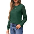 thumbnail image 4 of UVN Blouses for Women Dressy Lace Pleated Tunic Tops Casual Long Sleeve Fall Shirts, 4 of 9