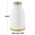 thumbnail image 3 of DecMode 12" Geometric White Porcelain Ceramic Vase with Brown Base, 3 of 9