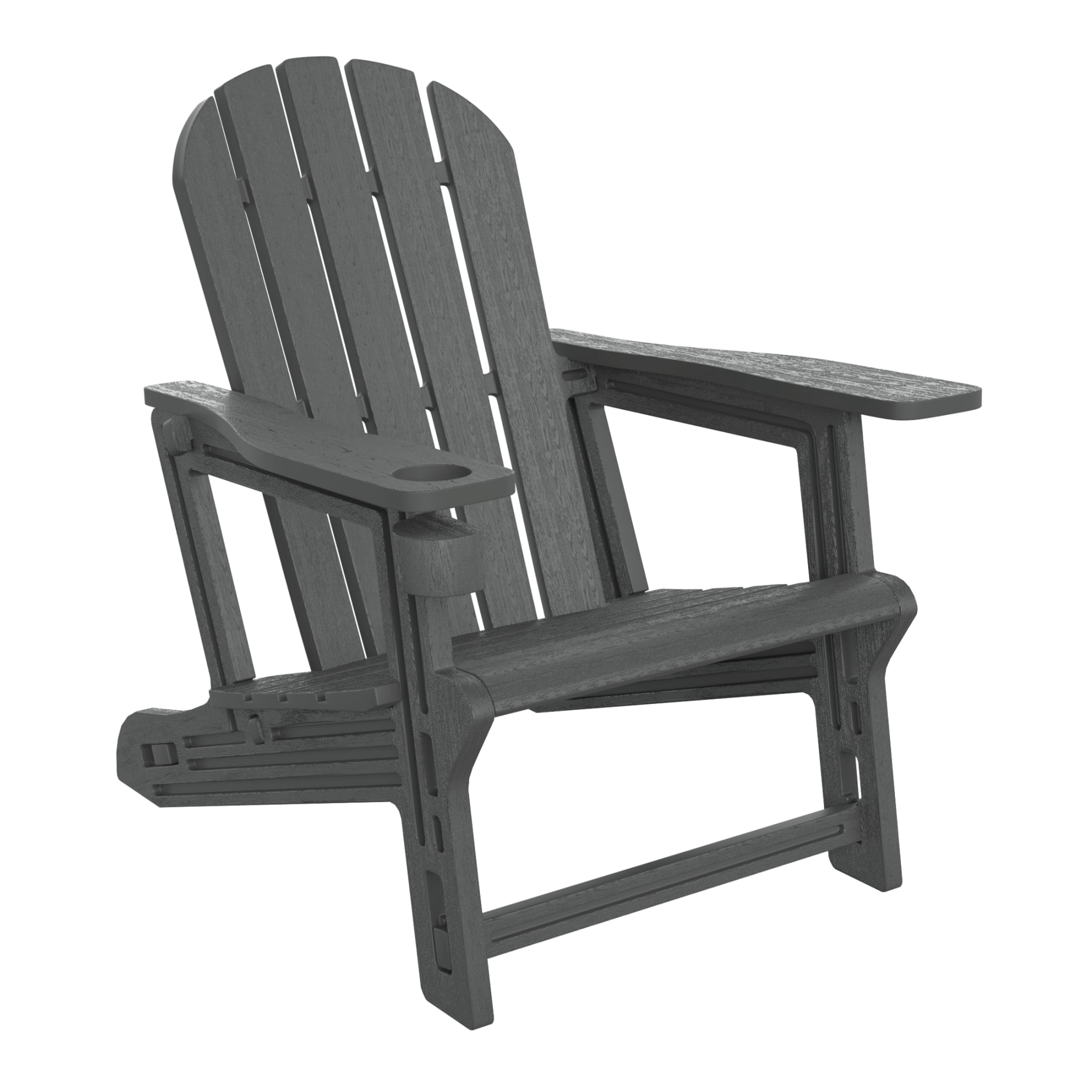 WestinTrends Azura Tool-Free Assembly Outdoor Patio HDPE Plastic Adirondack Chair with Cup Holder (Set of 2), Gray