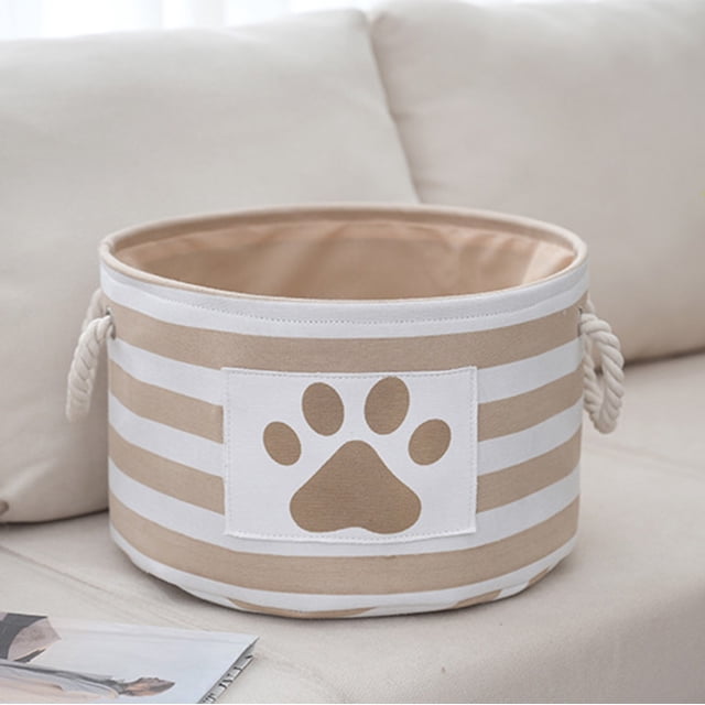 Fabric Storage Basket | Foldable Organizer Bin | Durable Cloth Material with Handles | Multi-Purpose for Clothing, Toys, Miscellaneous | Easy Clean | 13x8 Inch | Gray or Beige | 1 Pack