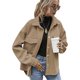 thumbnail image 1 of Chaqueta de Mezcla de Lana con Botones y Larga para Mujer, de Gran Tamaño Caqui L, 1 of 7