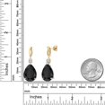 thumbnail image 6 of Gem Stone King 925 Silver and 10K Yellow Gold Black Onyx and White Moissanite and Lab Grown Diamond Dangle Earrings for Women | 20.56 Cttw | Gemstone December Birthstone | Pear Shape 18X13MM, 6 of 6