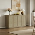 thumbnail image 3 of SICOTAS 30.51" Wide Rattan Sideboard Buffet Cabinet, Farmhouse Accent Storage Credenza with Adjustable Shelves & Feet for Living Room, Entryway, Foyer - Amber Oak, 3 of 10