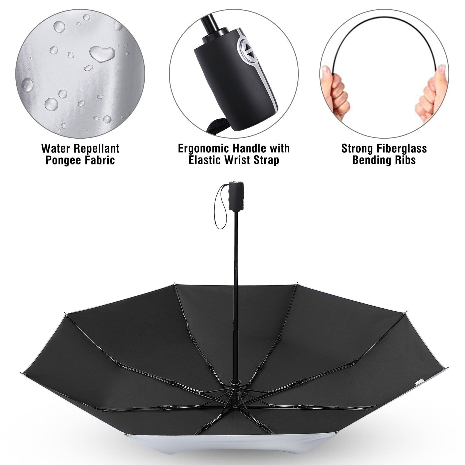 G4Free UPF 50+ UV Protection Large Travel Umbrella 42/46 Inch Auto Open Close Windproof Sun Blocking Umbrella