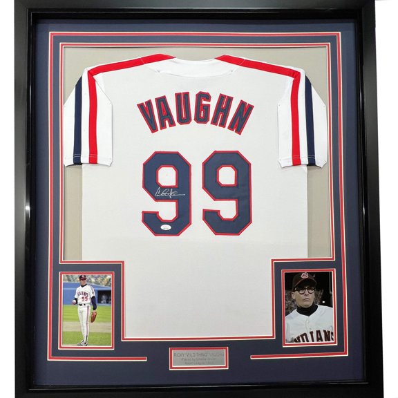 Framed Autographed/Signed Charlie Sheen 35x39 Wild Thing Ricky Vaughn Major League Movie Baseball Jersey JSA COA