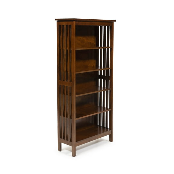 Furniture of America Aziz 5-Shelf Bookcase, Antique Oak