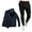 Navy, variant on New Men's Slim Stand Collar Printed Hoodie Pant Suit Fashion Casual Sports Two Piece Set Stretch Suits