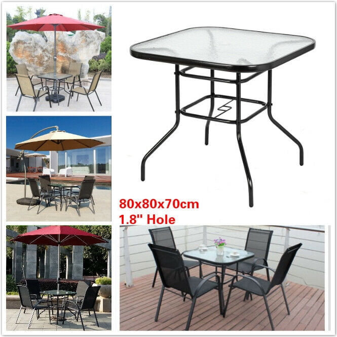 IN STOCK Outdoor Dining Table, 32" Square Patio Bistro Tempered Glass