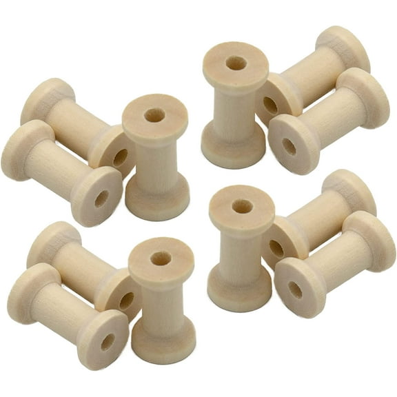 Empty Thread Wooden Spools, 20Pcs Unfinished Wooden Spools for Crafts and Sewing, 27x16 mm Empty Wood Spool for DIY Wood Projects