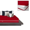 thumbnail image 2 of 4 Piece Zipper Sheet Set Includes (1 Zipper Fitted Sheet, 1 Flat Sheet And 2 Zipper PillowCase) with 26 Inch Deep Pocket 800 TC 100% Egyptian Cotton Solid Red Color Olympic Queen Size, 2 of 7