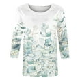 thumbnail image 4 of Womens Tops Plus Size Three Quarter Sleeve Retro Round Neck Easter Printed Loose Blouse Blouse Sales or, 4 of 4