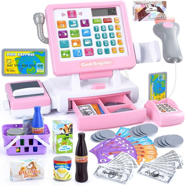 Caja registradora Toy PLAY Kids con micrófono y transportadores 3+