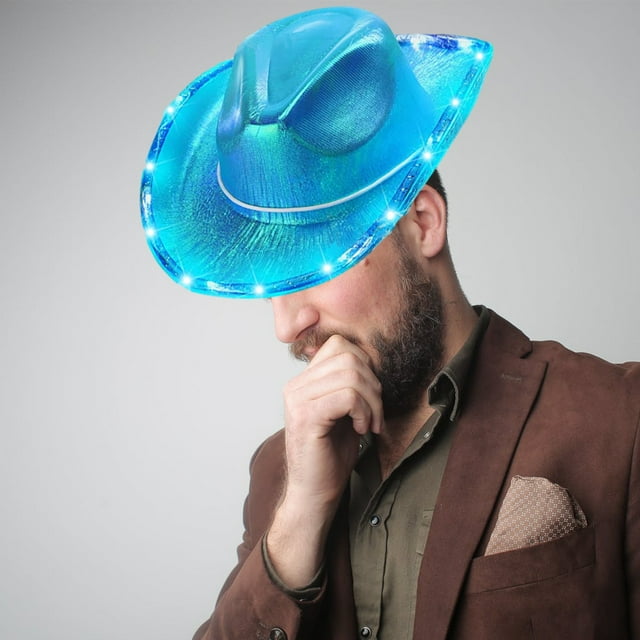 Sombrero grande y colorido para fiestas con luces, estilo compuesto, sombrero de fiesta/festival con luces, sombrero de vaquero EVA colorido, sombrero de vaquero
