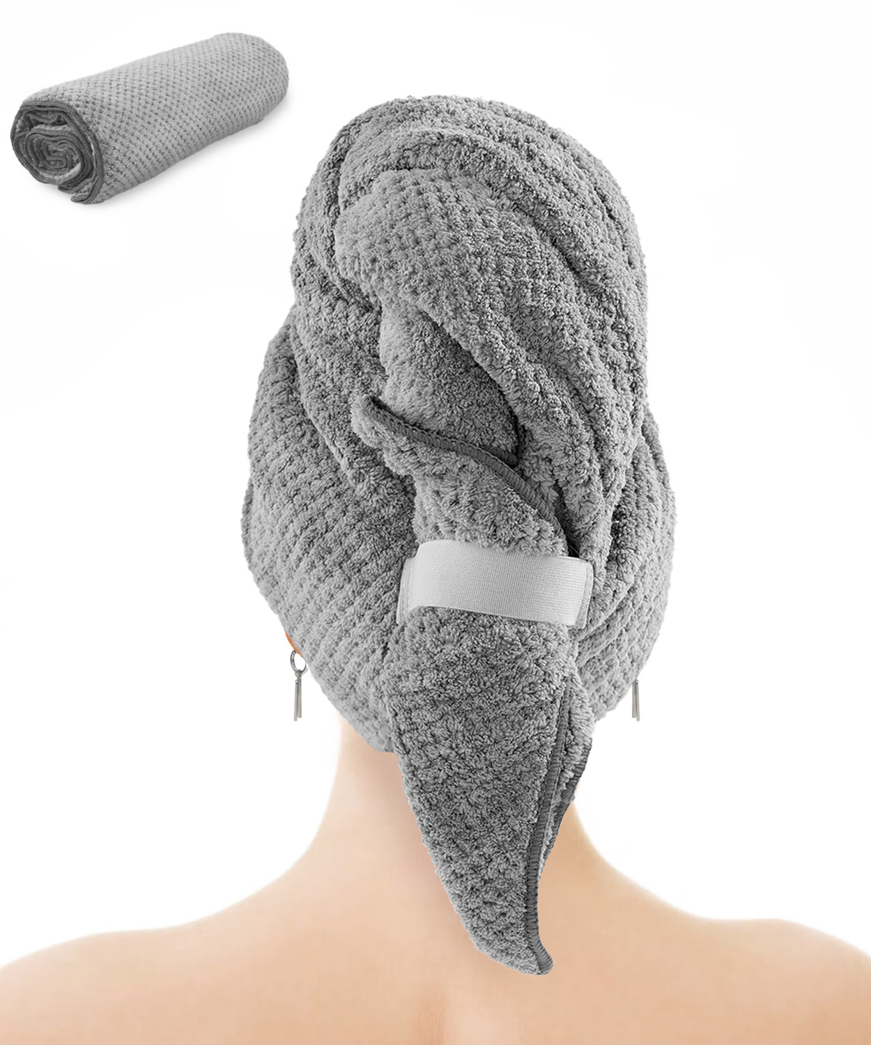 Large Microfiber Hair Towel for Women, Super Absorbent Hair Wrap with