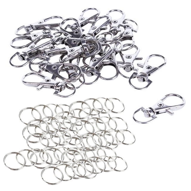 60 Pcs 20Mm Outside Dia Universal Split Key Rings Keychain Holders & 20Pcs Metal Lobster Trigger Keychain 35Mm(2Set),2set * 20pcs Lobster Swivel Clasp,Silver Tone