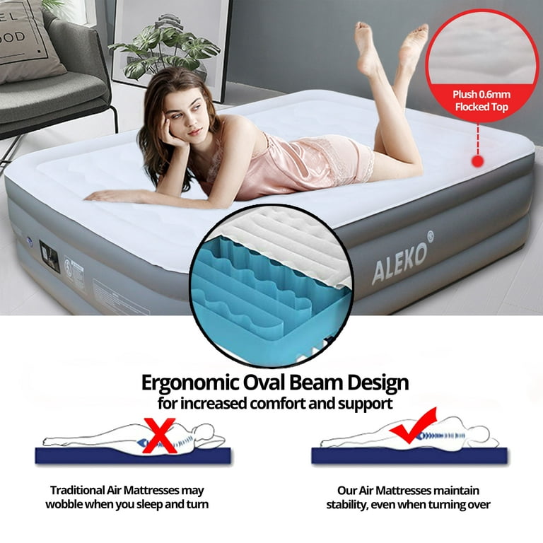 King Koil 20in Twin Air Mattress with Built-in Pump - Double High Elevated  Raised Airbed for Guests with Comfortable Top ONLY Bed with 1-Year