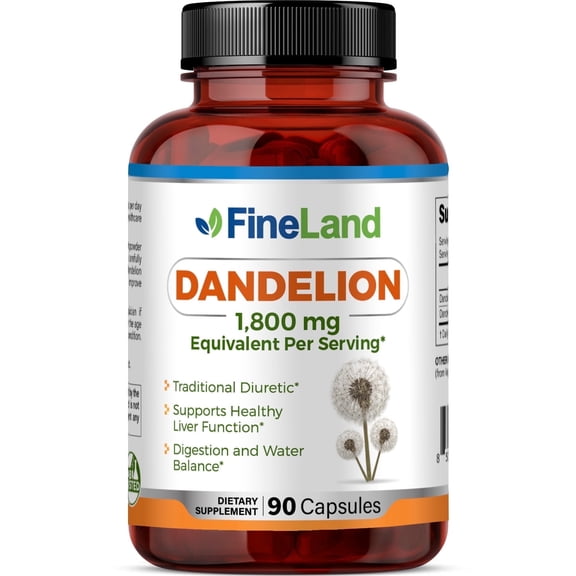 Fineland Vitamins Dandelion Herbal Supplement, 90 Count