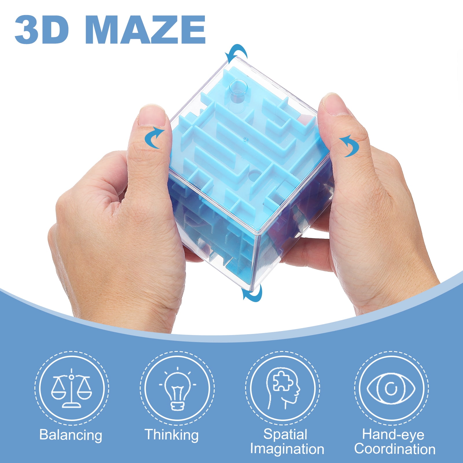 Uxcell Labyrinth Puzzle Box, 2 Pcs Puzzle Cube Funny Labyrinth Game Puzzle Box Mind Teasers Leisure Toys for Adults Birthday Gifts Party Favors, Blue