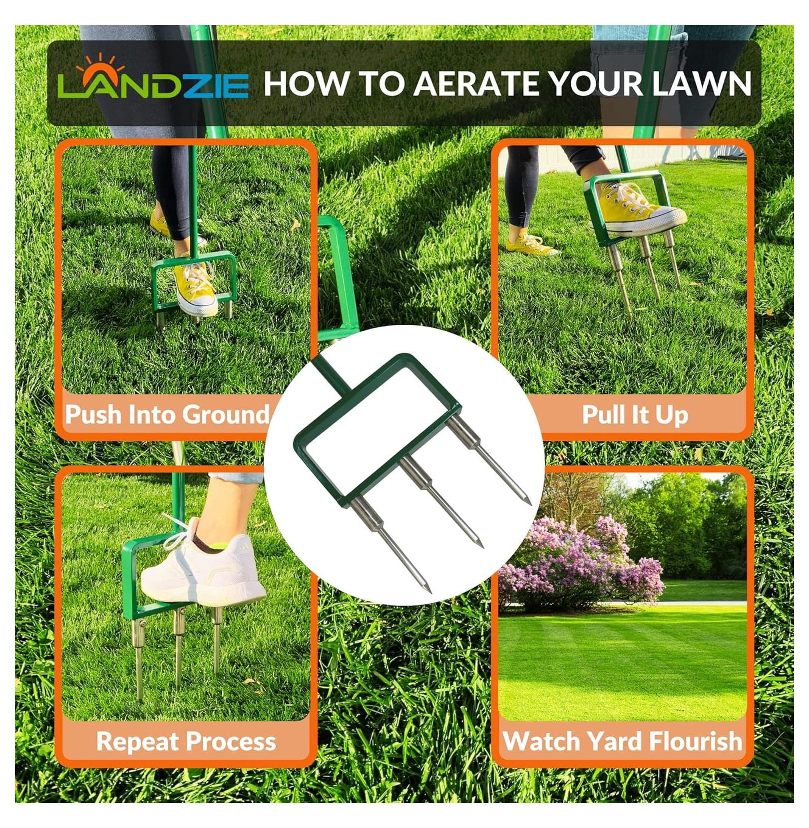 Lawn Aerator Replacement Tines - Set of 3 Spike Tines for Aerator Lawn Tool - 3 Heavy Duty Stainless Steel Manual Lawn Aerator Add-on Spike Tines for Compacted Soil - Manual Hand Coring Tool