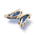 thumbnail image 2 of 5pc Brass Micro Pave Clear Cubic Zirconia Links with Glass Butterfly Golden Blue 18x21.5x4.5mm Hole: 1.4mm DIY, 2 of 2