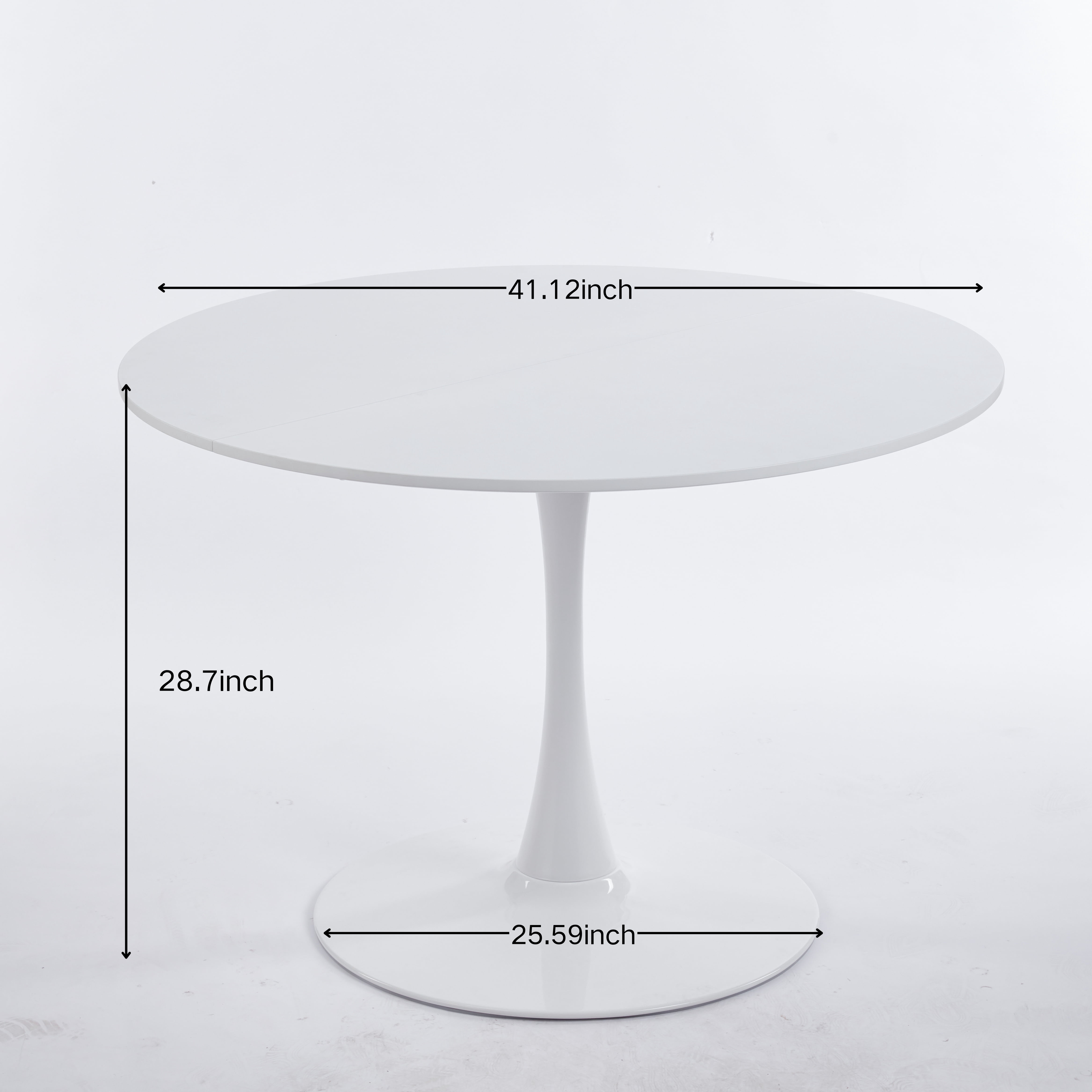Mintazer 42.1" Large Round Dining Table Top Tulip Table for 4-6 People, Mid-Century MDF Kitchen Table for Dining Room, White