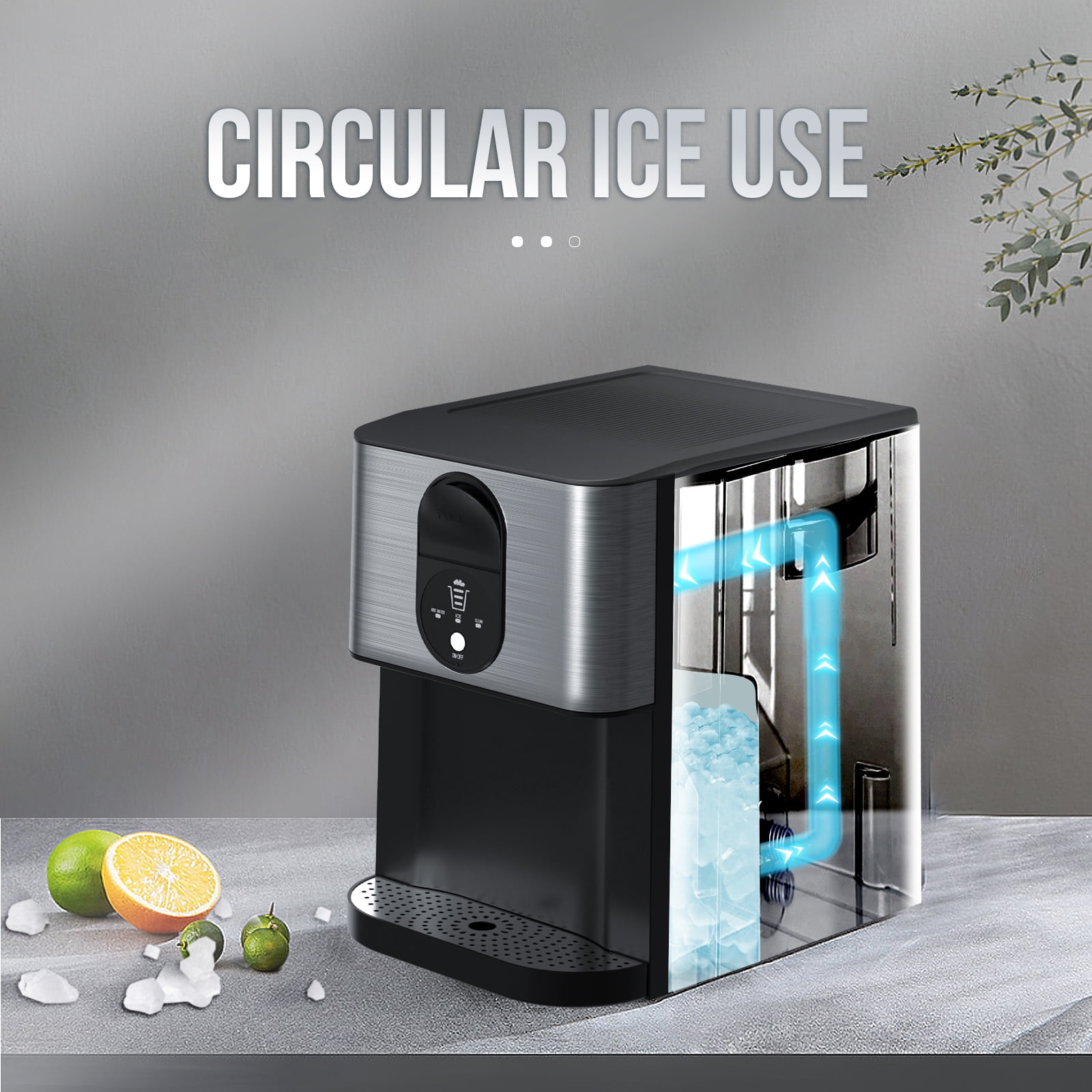 Auseo Ice Maker Countertop with Soft Chewable Ice, 44 Lbs/24H, Self-Cleaning, One-Click Operation for Home/Party(Silver)