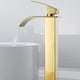 thumbnail image 1 of Grifo de baño con caño alto en cascada para lavabo, mezclador moderno de agua fría y caliente cuadrado cromado de un solo orificio (dorado), 1 of 5