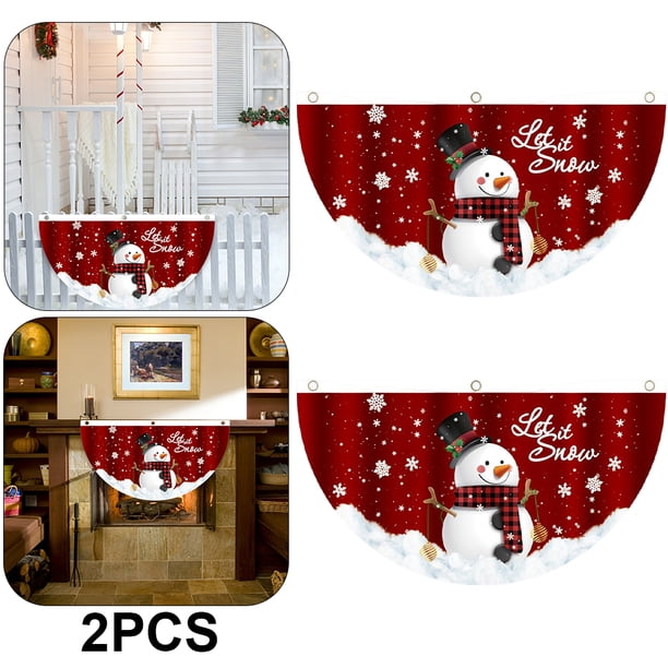 WDOplteas Banderines Navideños Con Forma Abanico Navideña para Exteriores (muñeco Nieve) 2 Uds.