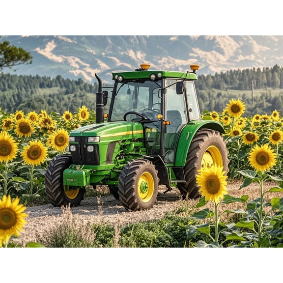Green Tractor Sunflowers Diamond Art 5D Diamond Painting DIY Kits Full Round Drill Bead Rhinestones by Number Stitch Handmade Arts and Crafts for Living Room Bedroom Home Wall Decor 12x16 inch