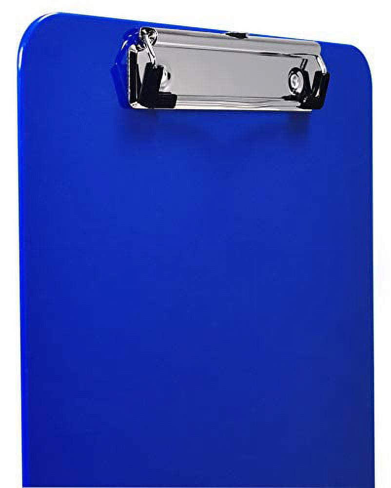 Blue Plastic Clipboards, 12 Pack, Durable, 12.5 x 9 Inch, Low Profile Clip, by Better Office Products, Blue, Set of 12