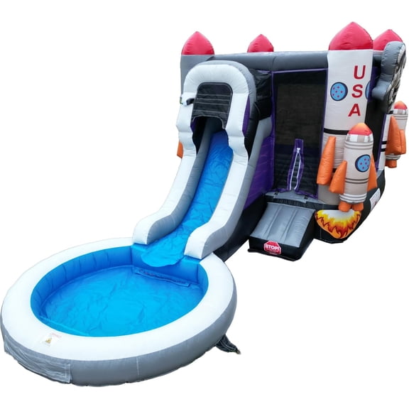 Hapcap Semi Commercial Inflatable Bounce House with Water Slide Pool for Big Kids, 4-6 Players, Ages 3-12,Outdoor (With Blower)