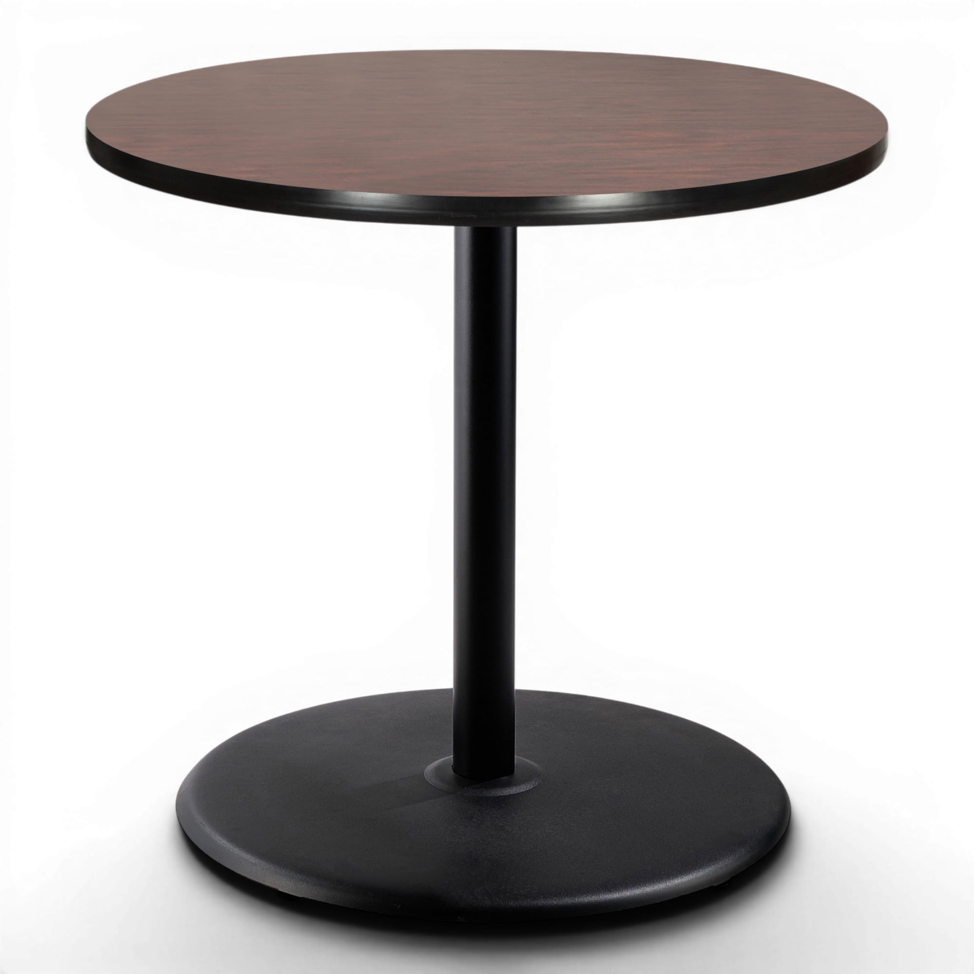 Hampden Furnishings Bennet Collection 36-Inch Round Steel Cafe Table, Black Frame With Mahogany Laminate Top
