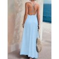 thumbnail image 6 of Women's Sleeveless Pockets Maxi Strappy Neck Flowy Loose Long Sundress Dress for Casual Beach Light Blue M, 6 of 7