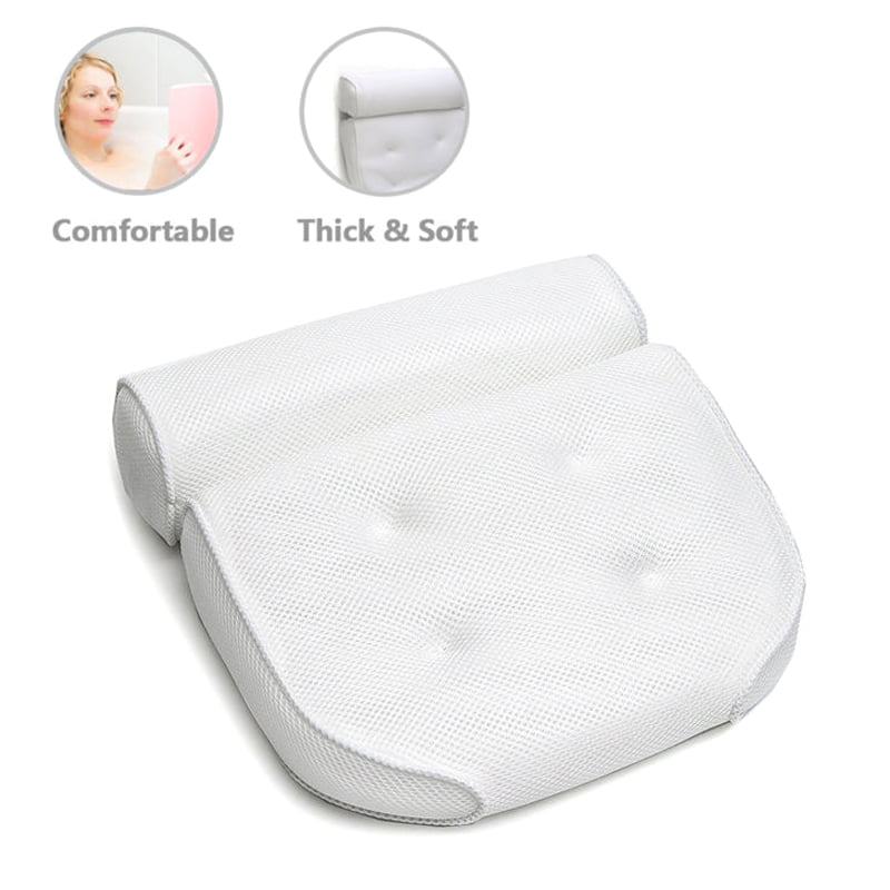 Anti-slip 3D Spa Breathable Bath Pillow Head Neck Rest Relax 4 Suction Cup 