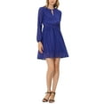 thumbnail image 2 of Vestido de fiesta de mujer Inspire Chic con escote en V, mangas largas, falda acampanada, talla XS, azul real, 2 of 6