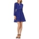 thumbnail image 2 of Vestido de fiesta de mujer Inspire Chic con escote en V, mangas largas, falda acampanada, talla XS, azul real, 2 of 6