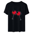 thumbnail image 4 of Diufon Hauts de la Saint-Valentin pour Femmes Décontracté Manches Courtes Col Rond Pull Chemise Imprimé Graphique Mignon Tendance, 4 of 5