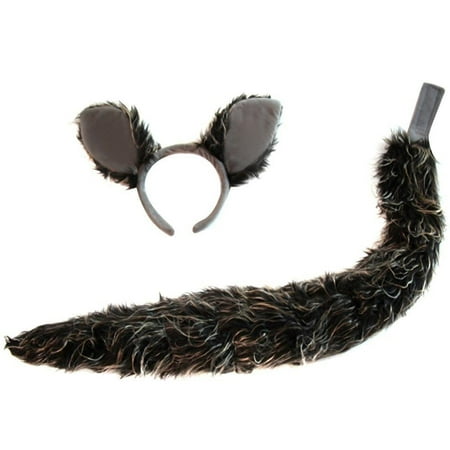 Oversized Grey Wolf Ears and Tail Costume Set