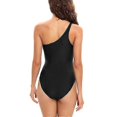 thumbnail image 4 of Traje de baño de una pieza para mujer, control de abdomen, cuello asimétrico plisado, un solo tirante, de malla., 4 of 4