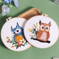 thumbnail image 4 of RONSHIN Owl Embroidery Kit For Beginners, Animal Stamped Pre Printed Embroidery Kits, Starter Needlepoint Kits With Instructions Clothes Hoops Threads Needles, 4 of 9