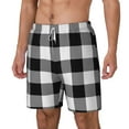 thumbnail image 2 of Uemuo White And Black Plaid Pattern Mens Swim Trunks Quick Dry Board Shorts with Mesh Lining, Stretch Beach Shorts Quick Dry No-Chafing Board Shorts-Small, 2 of 9