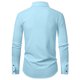 thumbnail image 5 of pstuiky manga larga de hombre, Camisa informal de color liso con botones, manga larga, cuello vuelto, transpirable y elástica para hombre Tops de talla grande para hombre l, 5 of 5