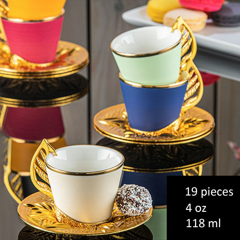Damla Coffee Cup Set for 6 People Gold 118 ml (4 oz)