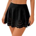thumbnail image 2 of Women Dresses Solid Color Mini Skirt Hollow Cutout Delicate Embroidery Flowy Bottom for Fashion Daily Outfits, 2 of 4