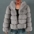 thumbnail image 2 of BiZtdJrK Holiday Sales Womens Faux Fur Cropped Jacket Fluffy Open Front Winter Thickedning Lapel Coats 2025 Long Sleeve Fuzzy Fleece Warm Outerwear Gray XXL, 2 of 6