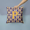 thumbnail image 2 of Letter P Football Purple and Gold Fabric Decorative Pillow, 2 of 4