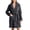 Dark Gray, variant on Bathrobe for Women Fall Winter Solid Color Coral Fleece Hooded Long Sleeve Shawl Collar Wrap Warm Cozy Robe with Belt & Pockets,S